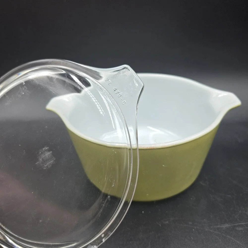 Vintage Pyrex 473 Green Verde Casserole Dish 1-Qt WITH Lid Grandmacore